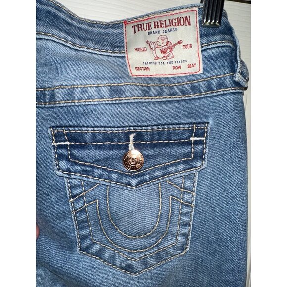 NWT True Religion Billie Big T Stitch Mid Rise Straight Jeans Size 29 - Picture 9 of 16